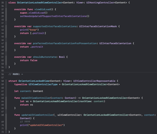 attempted swiftUI orientation lock solution